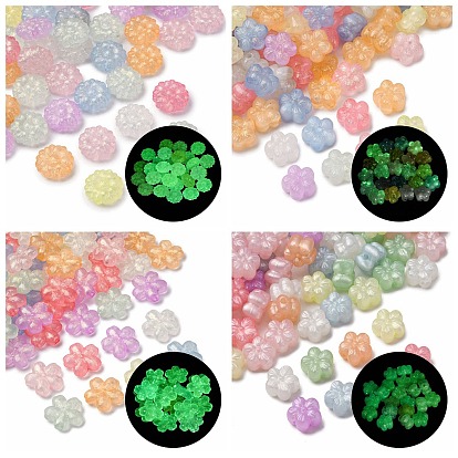 Светящиеся прозрачные акриловые бусины, цветок, с блеском порошок, светится в темноте