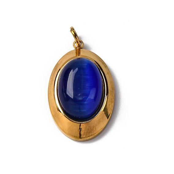 304 подвески из нержавеющей стали, с кошачий глаз, вакуумное покрытие pvd, овальные