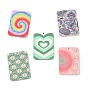 Embossed Opaque Resin Pendants, DIY Earring Accessories, Rectangle with Pattern