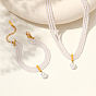 Multi Strand Plastic Imitation Pearl Beaded Choker Necklaces & Bracelets Sets, Stainless Steel Jewelry Sets