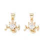Brass Micro Pave Clear Cubic Zirconia Charms, Bat Shapes