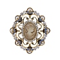 Броши в стиле барокко из цинкового сплава с цветком и стразами из цинкового сплава, с камеями пластиковый искусственный жемчуг