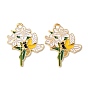 Подвески из эмали и сплава, цветочный шарм, золотые