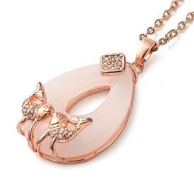 Ожерелья с подвеской в виде рыбы-слезинки из латуни и стекла, 304 из нержавеющей стали кабель цепи ожерелья