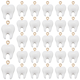 30подвески из непрозрачной смолы, зуб, с золотыми тонами железных петель