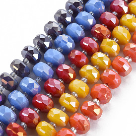 Electroplate Glass Beads Strands, AB Color Plated, Faceted, Abacus