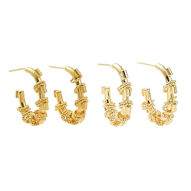 Brass Ring Beaded Stud Earrings, Half Hoop Earrings for Women, Nickel Free