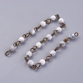 Faits à la main des pierres précieuses naturelles perles chaînes, non soudée, avec épingle à œil en laiton, ronde, facette