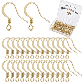 120Pcs 316 Surgical Stainless Steel French Earring Hooks, Flat Earring Hooks, Ear Wire, with Horizontal Loop