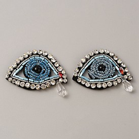 Handmade Ornament Accessories, Plastic Beaded Appliques, for DIY Clothes, Bag, Shoes Decoration, Evil Eye