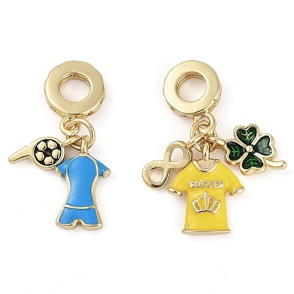 Покрытие стойки латунная эмаль европейские подвески, футбольная форма с большими отверстиями подвески, реальный 18 k позолоченный, долговечный, без кадмия и без свинца