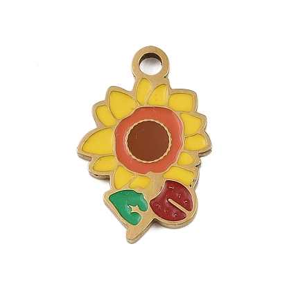 304 нержавеющей стальной эмали подвески, очарование подсолнуха, золотые