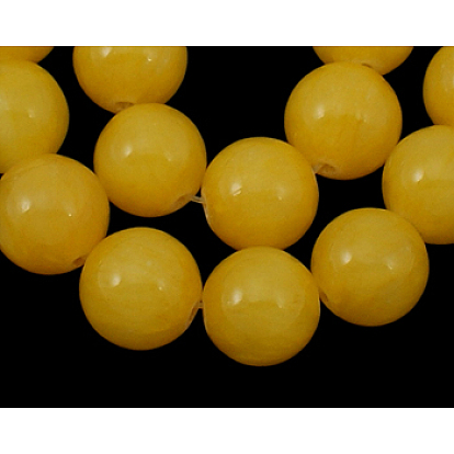 Natural Yellow Jade Beads Strands, Round, Dyed