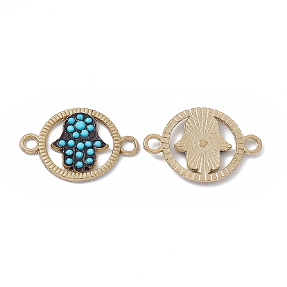 Подвески из сплава в тибетском стиле, с синтетическими бирюзовый, плоские круглые с Хамса стороны