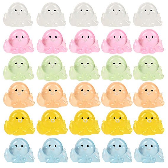 120 шт. 6 цвета, светящиеся прозрачные смоляные украшения в виде осьминога, светящиеся в темноте, микро пейзаж украшение аквариума