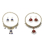 ABS Plastic Pearl & Rhinestone Oval Jewelry Set, Golden Alloy Bib Necklace & Chandelier Earrings
