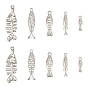 10Pcs 5 Styles Stainless Steel Pendants, Fish & Fishbone Charms