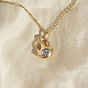 304 Stainless Steel Pave Cubic Zirconia Vase Pendant Necklaces for Women, Golden