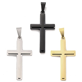 PVD Vacuum Plating 304 Stainless Steel Pendants, Religion, Cross Charm