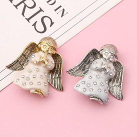 Cartoon little angel diamond brooch metal gold-plated brooch alloy retro gold and silver paint clothing accessories