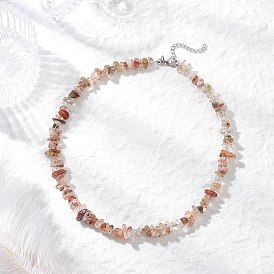 Ожерелья из натурального черного золота с рутиловым кварцем, с 304 концевыми цепями из нержавеющей стали