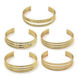 Vacuum Plating 202 Stainless Steel Multi-strand Open Cuff Bangles for Women