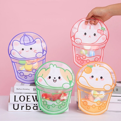 Пластиковые подарочные пакеты с застежкой-молнией в форме чашки для чая с пузырьками, многоразовые упаковочные пакеты, верхнего уплотнения, самоклеящиеся пакеты для конфет