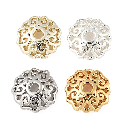 Шапочки и конусы для бусин, латунные, цветок