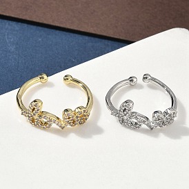 Латунные микро проложить манжеты кольца кубического циркония, Слово любовь, долговечный, стойки покрытие, без свинца и без кадмия