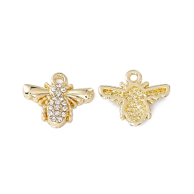 Rack Plating Alloy Pendants, with Crystal Rhinestone, Bees