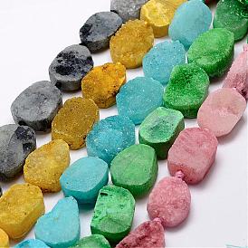 Natural & Dyed Druzy Agate Beads Strands, Oval