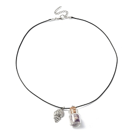 Колье с подвеской из стеклянной бутылки и ракушки из сплава, ожерелье из бутылки желаний с натуральными аметистовыми чипсами