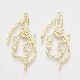 Alloy Open Back Bezel Pendants, For DIY UV Resin, Epoxy Resin, Pressed Flower Jewelry, Face
