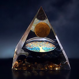 Crystal Ball Pyramid Ornament Home Office Decoration Gravel Resin Crafts Pyramid