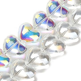 Electroplate Glass Beads Strands, Heart