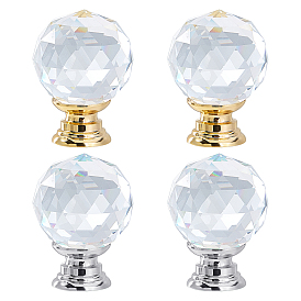 SUPERFINDINGS 4Pcs 2 Style Quartz Crystal Drawer Knobs, with Aluminium Alloy Fittings, for Home, Cabinet, Cupboard and Dresser