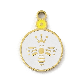 304 нержавеющей стальной эмали подвески, лазерная резка, плоский круглый с подвеской в виде пчелы и короны, реальный 18 k позолоченный