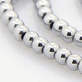Round Non-magnetic Synthetic Hematite Beads Strands, 2mm, Hole: 1mm, about 223pcs/strand, 15.7 inch