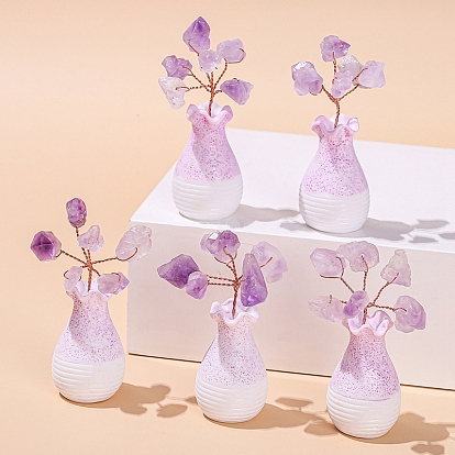 Украшения для елки из натуральной аметистовой крошки, Основание вазы с медной проволокой, энергетический камень по фен-шуй, подарок для украшения рабочего стола, домашнего офиса