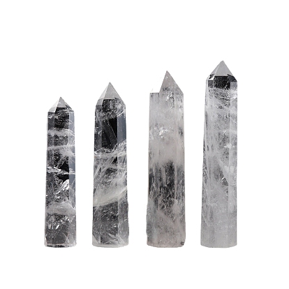 Natural Quartz Crystal Pointed Prism Bar Home Display Decoration, Healing Stone Wands, for Reiki Chakra Meditation Therapy Decos, Faceted Bullet