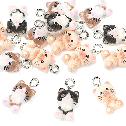 15шт. 3 цвета смоляной подвески, кошка, с платиновой петлей