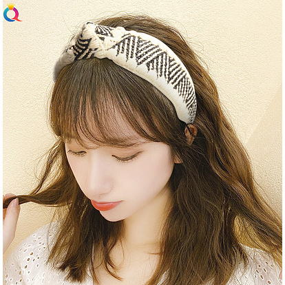 Boho Wide Headband with Knotted Design for Women's Hair Accessories