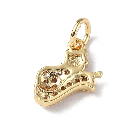 Brass Micro Pave Cubic Zirconia Charms, with Jump Ring, Fox Charms