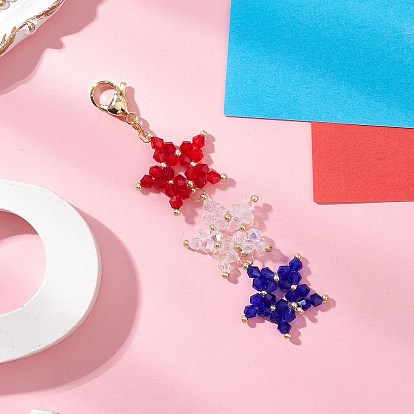 Подвесные украшения из стеклянных бусин ручной работы, карабины для украшений сумок, звезда