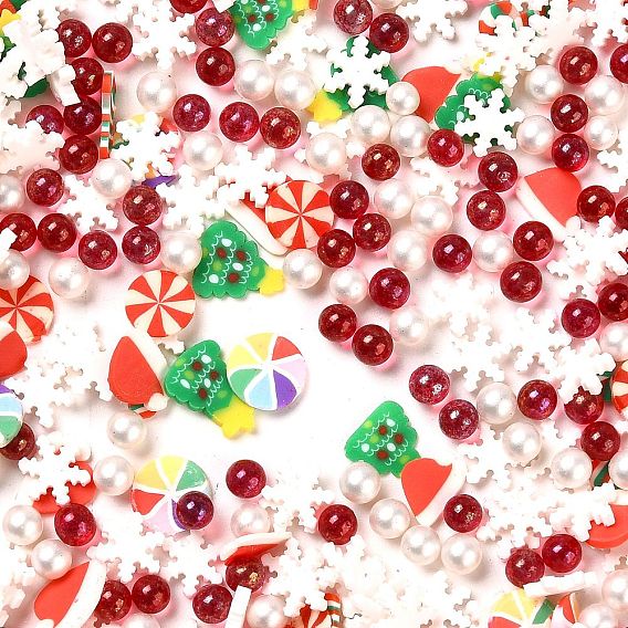 Рождественская тема ручной работы из полимерной глины кабошоны, плоско-круглые