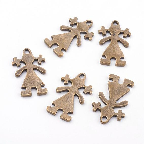 Сплавочные подвески тибетского стиля, без свинца и без кадмия, девушка, 42x25x4 мм, отверстие : 4 мм