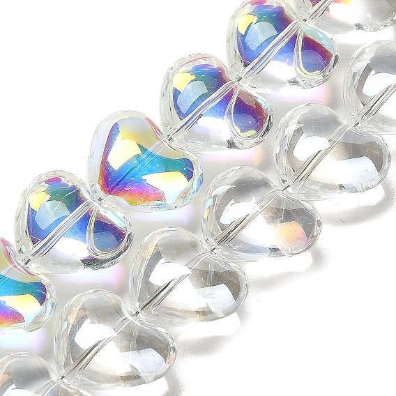 Стеклянные бусины с гальваническим покрытием , сердце