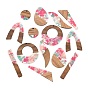 Walnut Wood & Transparent Resin Pendants, Mixed Shapes Charm