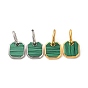 Synthetic Malachite Octogon Dangle Hoop Earring & Pendant Nacklace, 304 Stainless Steel Jewelry Set for Women