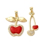 Латунные микро проложить кубического циркония подвески, вишня, с эмалью, без кадмия и без свинца, стойки покрытие, долговечный